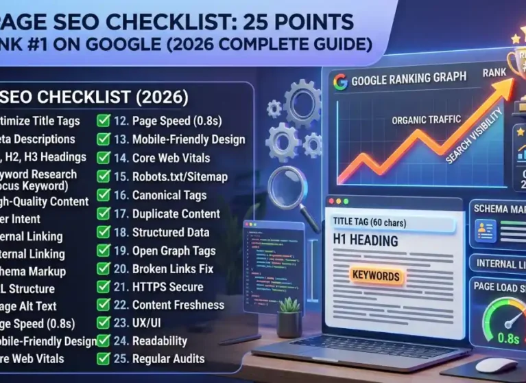 On-Page SEO Checklist 25 Points to Rank #1 on Google (2026 Complete Guide)